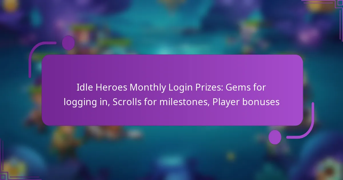 Idle Heroes Monthly Login Prizes: Gems for logging in, Scrolls for milestones, Player bonuses