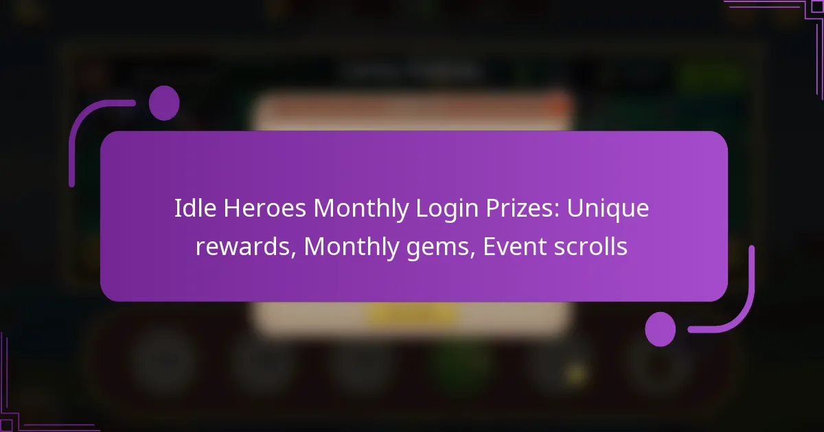 Idle Heroes Monthly Login Prizes: Unique rewards, Monthly gems, Event scrolls