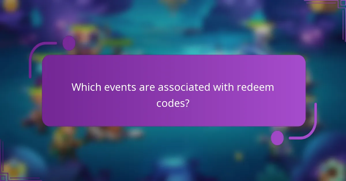 Which events are associated with redeem codes?